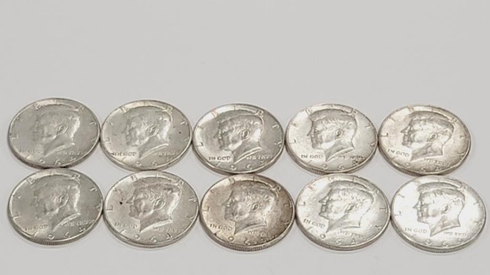 Kennedy Silver 1964 Half Dollars (10)