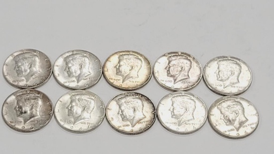 Kennedy Silver 1964 Half Dollars (10)