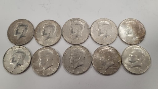 Kennedy Silver 1964 Half Dollars (10)