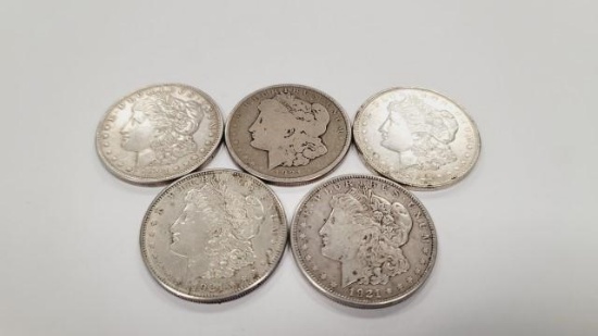 Silver 1921 Morgan Dollars (5)