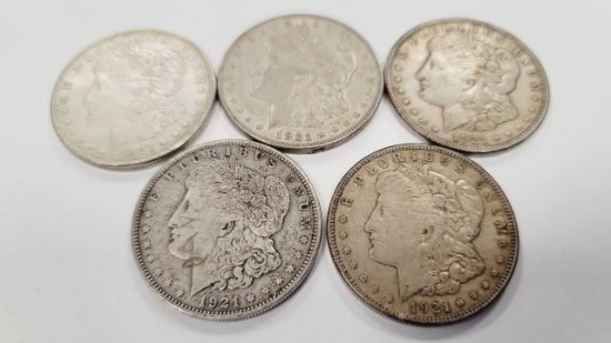 Silver 1921 Morgan Dollars (5)