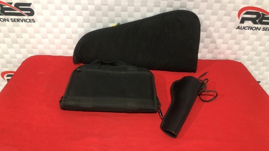 2 Soft Handgun Cases, 1 Leather Holster