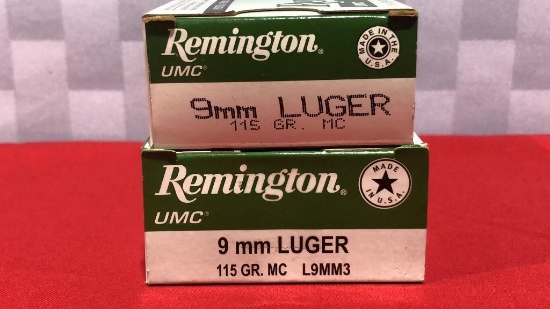 100rds Remington 9mm Ammo