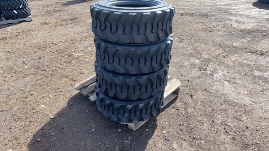 "ABSOLUTE" (4) New 10-16.5 Skid Steer Tires