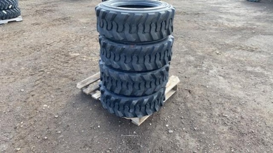 "ABSOLUTE" (4) New 10-16.5 Skid Steer Tires