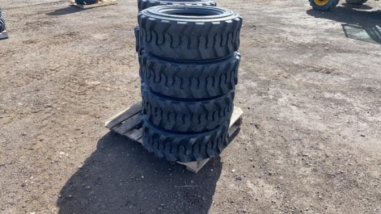 "ABSOLUTE" (4) New 10-16.5 Skid Steer Tires