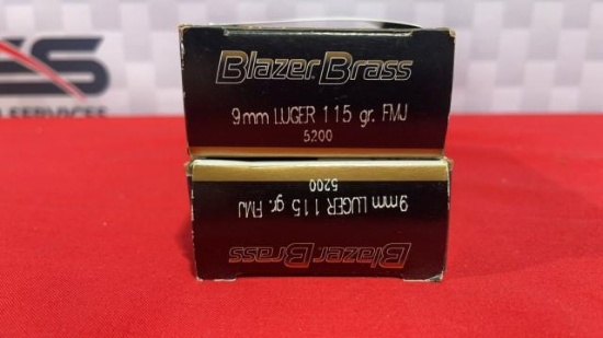 100rds Blazer 9mm Luger Ammo