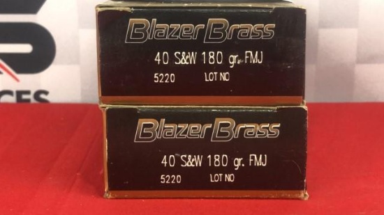 100rds Blazer Brass 40 S&W 180gr FMJ Ammo