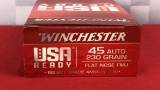 50rds Winchester 45 Auto 230gr FMJ Ammo