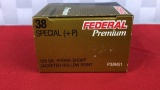 20rds Federal Premium 38 SPL+P Ammo