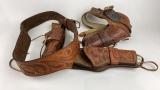 (2)Leather Gun Belts w/ Holsters & Single Holster