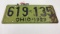 1929 Ohio License Plate