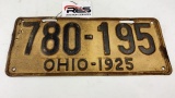 1925 Ohio License Plate