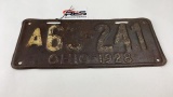 1928 Ohio License Plate