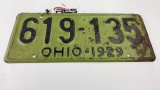 1929 Ohio License Plate