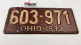 1930 Ohio License Plate