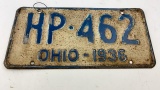 1936 Ohio License Plate