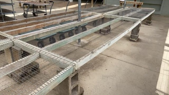 (8) 10x4ft Wire Mesh Tables w/ Blocks