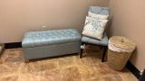 Cushioned Bench, Chair and Laundry Basket