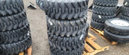 "ABSOLUTE" (4) New 12-16.5 Skid Steer Tires