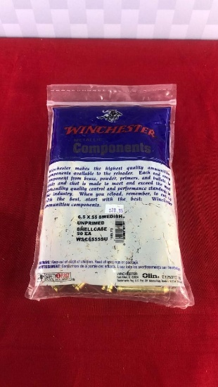 50 Pieces New Winchester 6.5x55 Swedish Brass