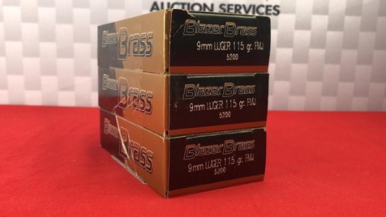 150rds CCI Blazer Brass 9MM 115GR FMJ Ammo