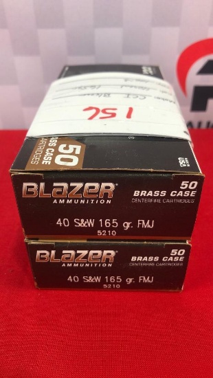 100rds CCI Blazer 40S&W 165GR FMJ Ammo