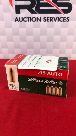 100rds Sellier & Bellot 45ACP 230GR FMJ Ammo