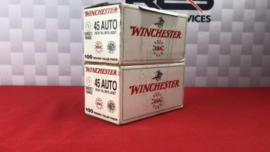 200rds Winchester 45ACP 230GR FMJ Ammo