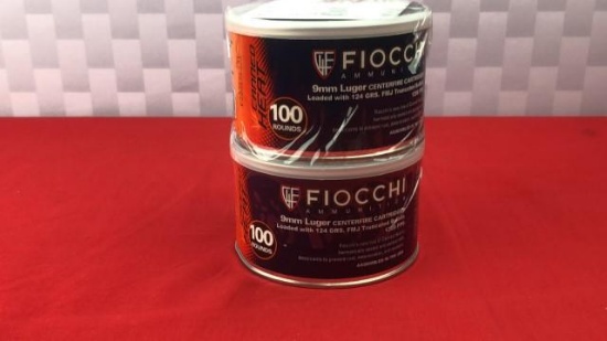 200rds Fiocchi 9mm 124GR FMJ Ammo