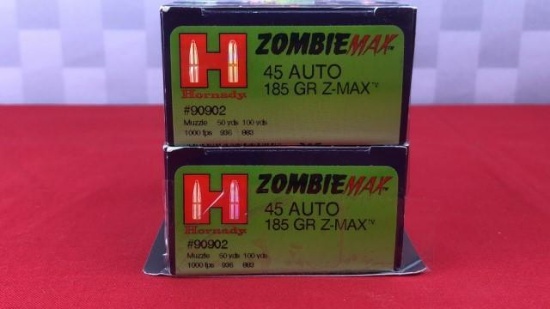 40rds Hornady 45ACP 185GR Z-Max Ammo