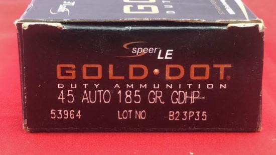 50rds Gold-Dot 45ACP 185GR HP Ammo