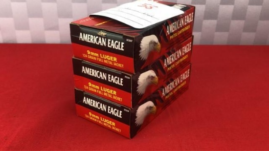 150rds American Eagle 9MM 124GR FMJ Ammo