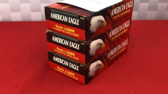 150rds American Eagle 9MM 124GR FMJ Ammo