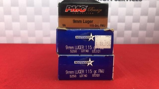 150rds Mixed 9MM 115GR FMJ Ammo