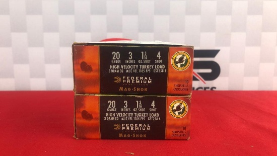 20rds Federal 20GA 3'' #4 Shot Ammo