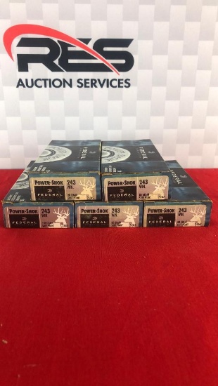 100rds Federal Power Shok 243Win 80GR SP Ammo