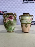 2 Hand Painted Nippon Vases