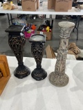 Wooden Book Ends, Candle Stands, Misc.