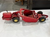 Vintage Toy Tractor and Scoop Cart