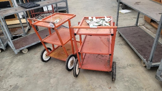 (2) Orange Metal Hand Carts