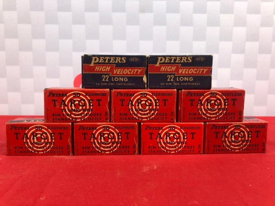 (9) Vintage Peters 22LR Ammo Boxes