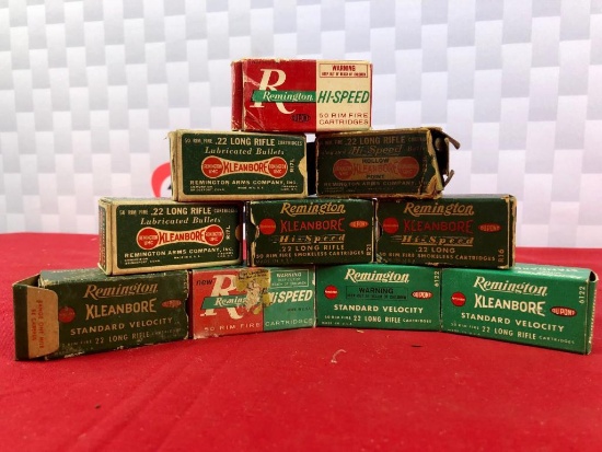 (10) Vintage Remington 22LR Ammo Boxes