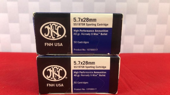 100rds FN 5.7x28 40GR V-Max Ammo