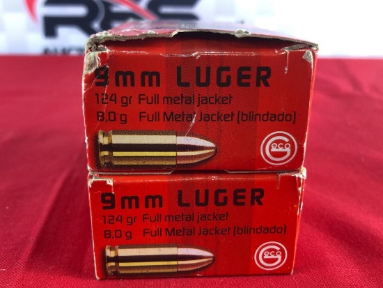 100rds Geco 9mm 124gr FMJ Ammo