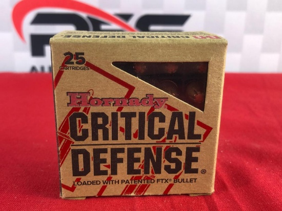 25rds Hornady Critical Defense 9mm 115gr FTX Ammo