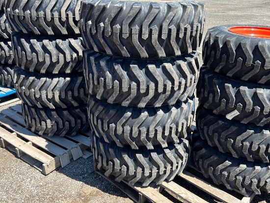 "ABSOLUTE" (4) New 12-16.5 Skid Steer Tires & Wheels