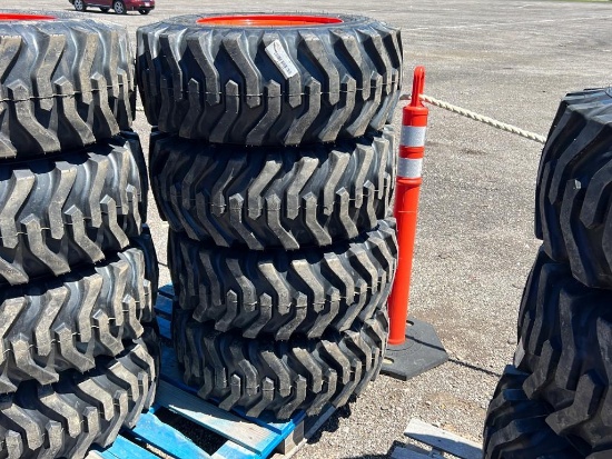 "ABSOLUTE" (4) New 12-16.5 Skid Steer Tires & Wheels