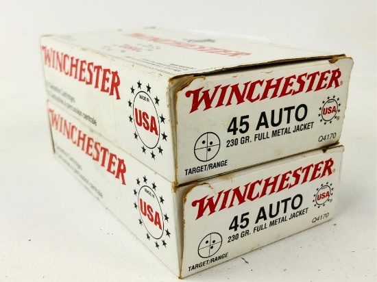 100rds Winchester 45ACP 230gr FMJ Ammo