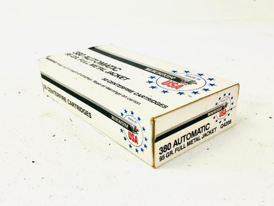 50rds Winchester 380ACP 95gr FMJ Ammo